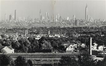 ANDREAS FEININGER (1906-1999) N.Y. Skyline seen from foot of Great Notch Mt. * View of the Empire State Building with houses.